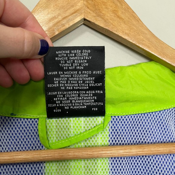 Adidas Full Zip Windbreaker Embroidered Logo Long Sleeve Blue Green XL - Picture 4 of 8